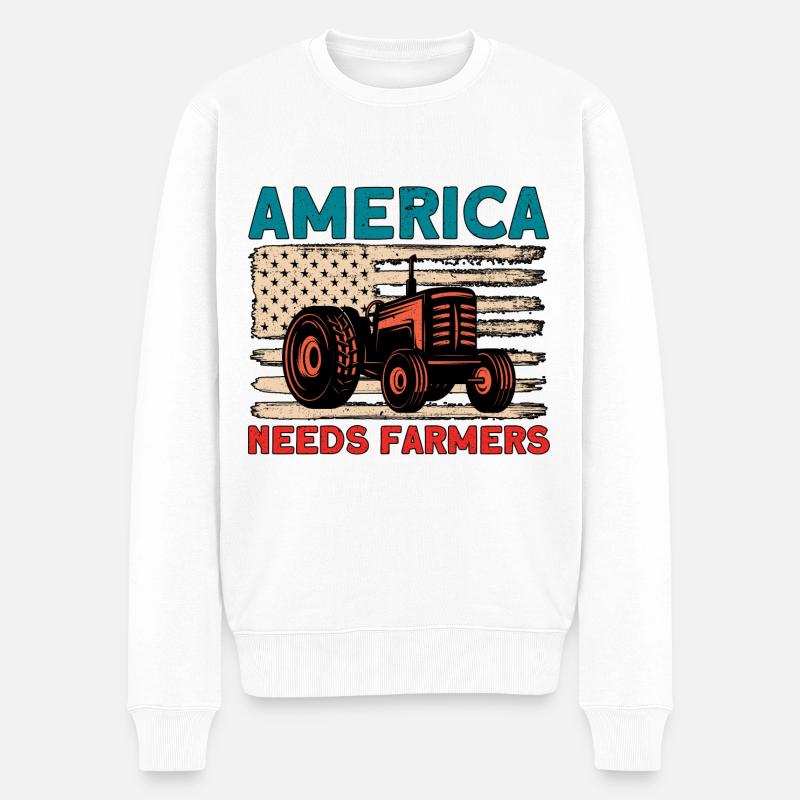 Bauernhof Traktor Landwirtschaft Geschenk - Männer Premium Bio Pullover - Weiß