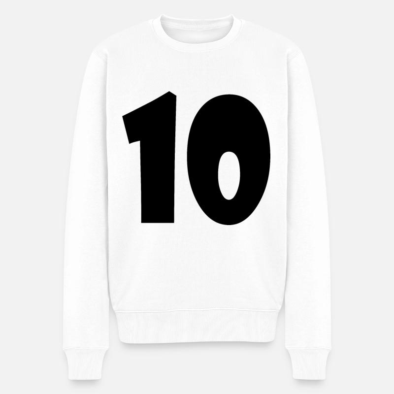 10 - Männer Premium Bio Pullover - Weiß