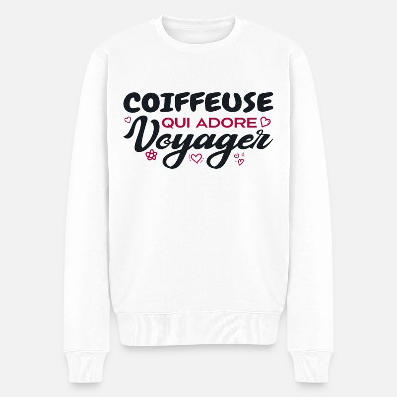 Coiffeuse globe-trotteuse passionnée de voyages - Pull Premium bio Homme - blanc