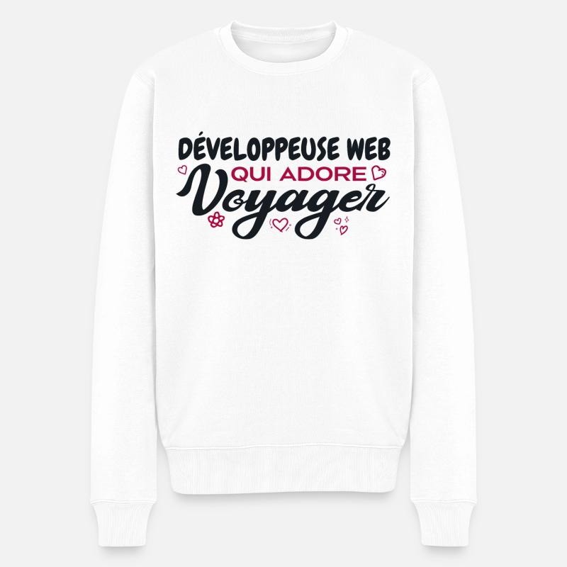 Développeuse web globe-trotteuse passionnée voyage - Pull Premium bio Homme - blanc