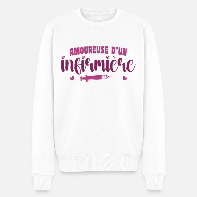 Amoureuse d’un Infirmier - Pull Premium bio Homme - blanc