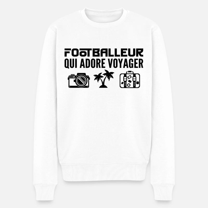 Voyageurs & Footballeurs : Passion & Découverte - Pull Premium bio Homme - blanc