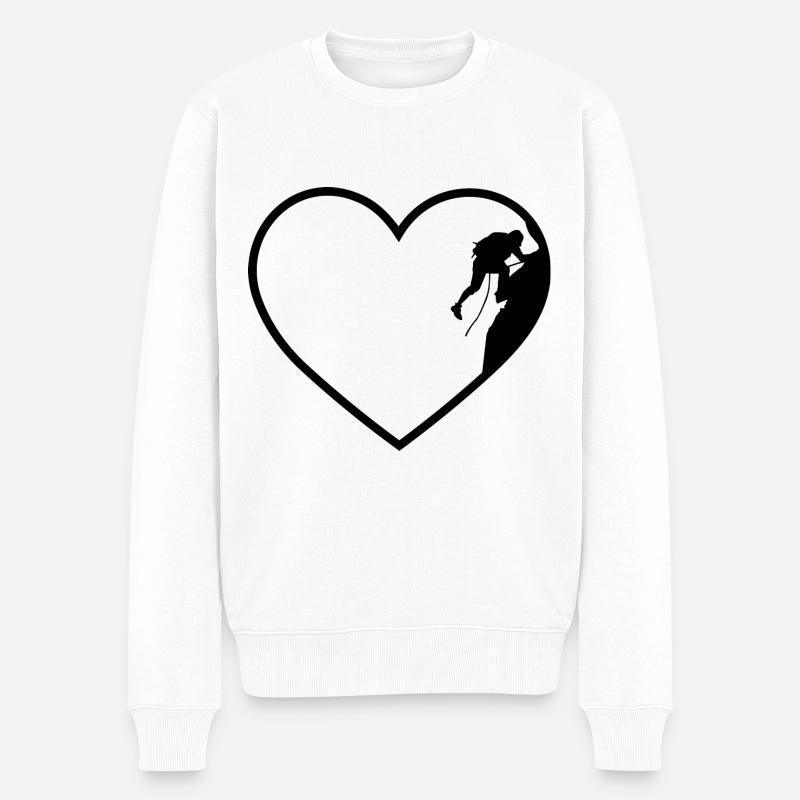 Herz 2 und Klettern - - Männer Premium Bio Pullover - Weiß
