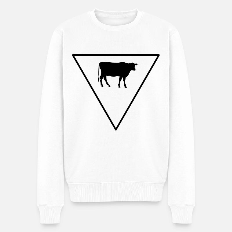 Triangle et vache - - Pull Premium bio Homme - blanc