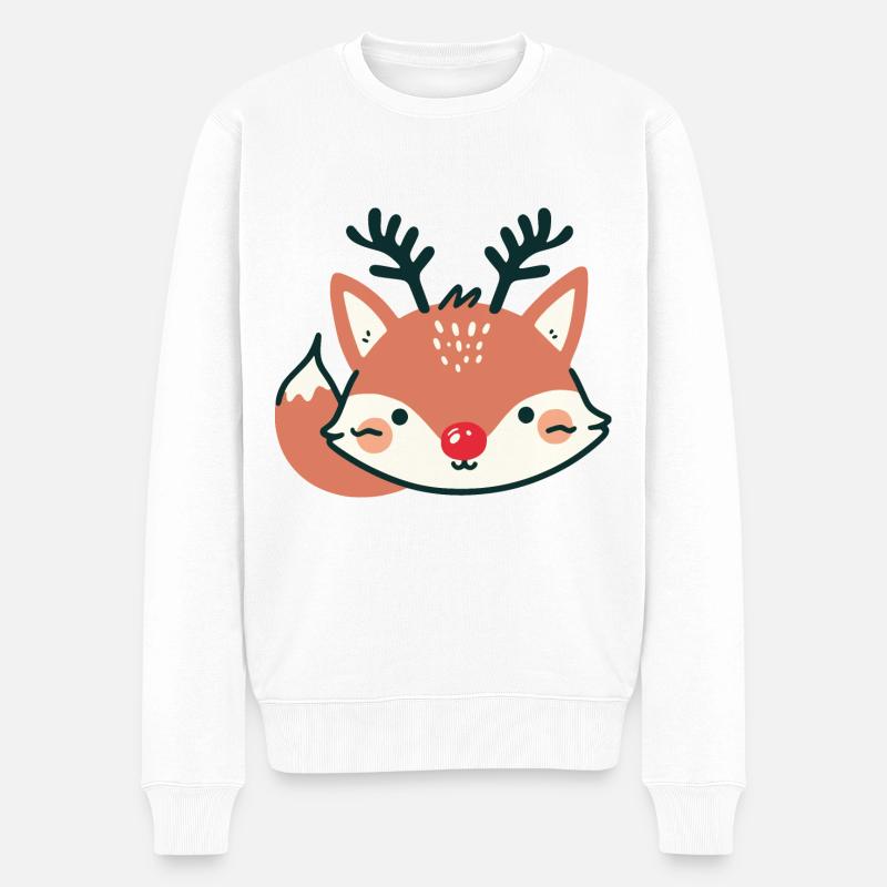 Fuchs Rentier Weihnachten - Männer Premium Bio Pullover - Weiß