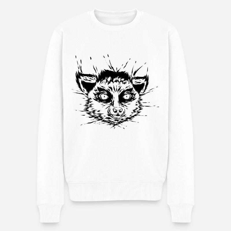 Lemur Kopf - Männer Premium Bio Pullover - Weiß