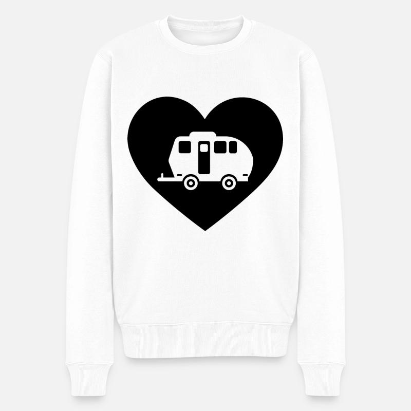 Cœur 1 et Camping - - Pull Premium bio Homme - blanc
