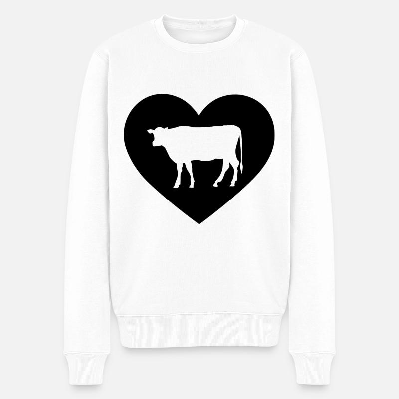 Cœur 1 et vache - - Pull Premium bio Homme - blanc