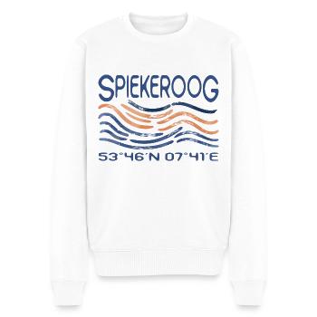 Spiekeroog Nordsee Insel GPS Koordinaten - Männer Premium Bio Pullover - Weiß - Vorne - Thijin (182cm)