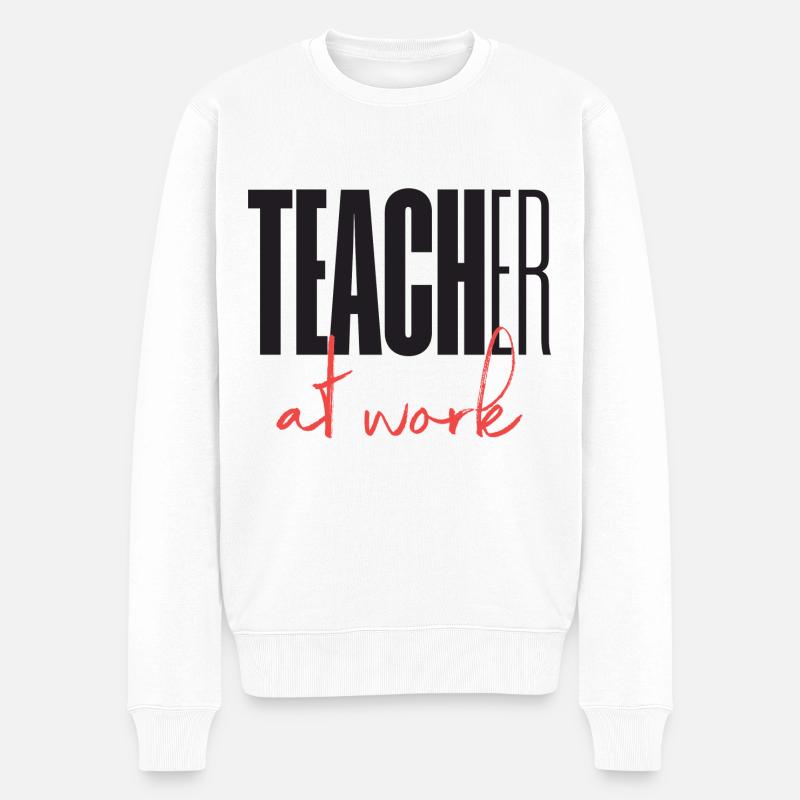 Teacher at work - Männer Premium Bio Pullover - Weiß