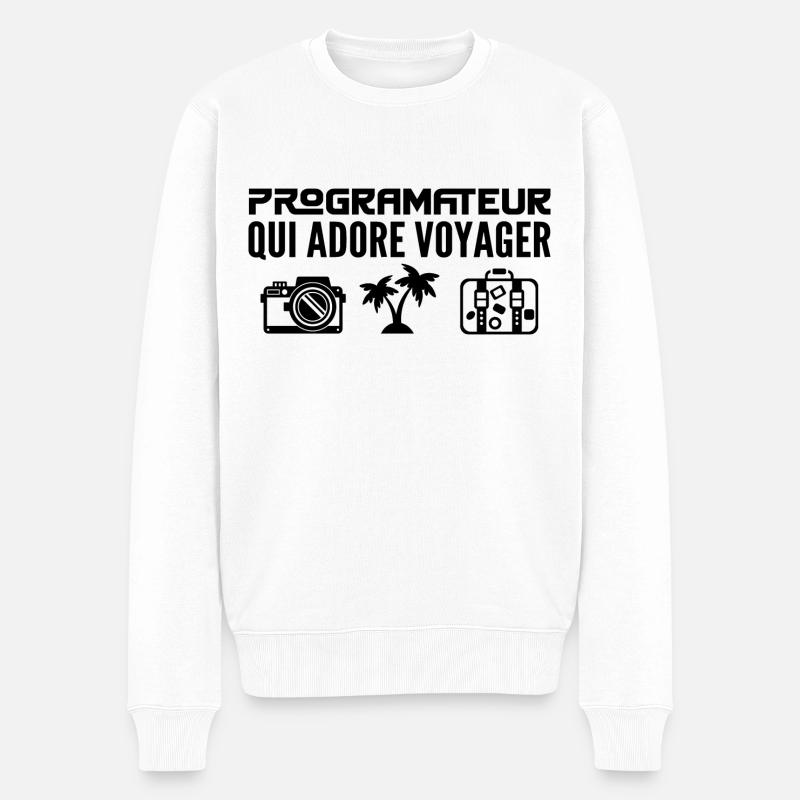Reisende & Programmierer: Leidenschaft & Entdeckung - Männer Premium Bio Pullover - Weiß
