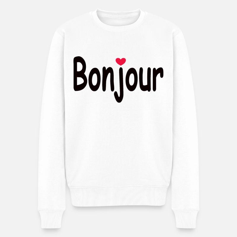 Bonjour Herz - Männer Premium Bio Pullover - Weiß