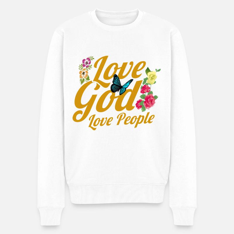 Jesus Gott Bibelvers Inspirierend Geschenk - Männer Premium Bio Pullover - Weiß