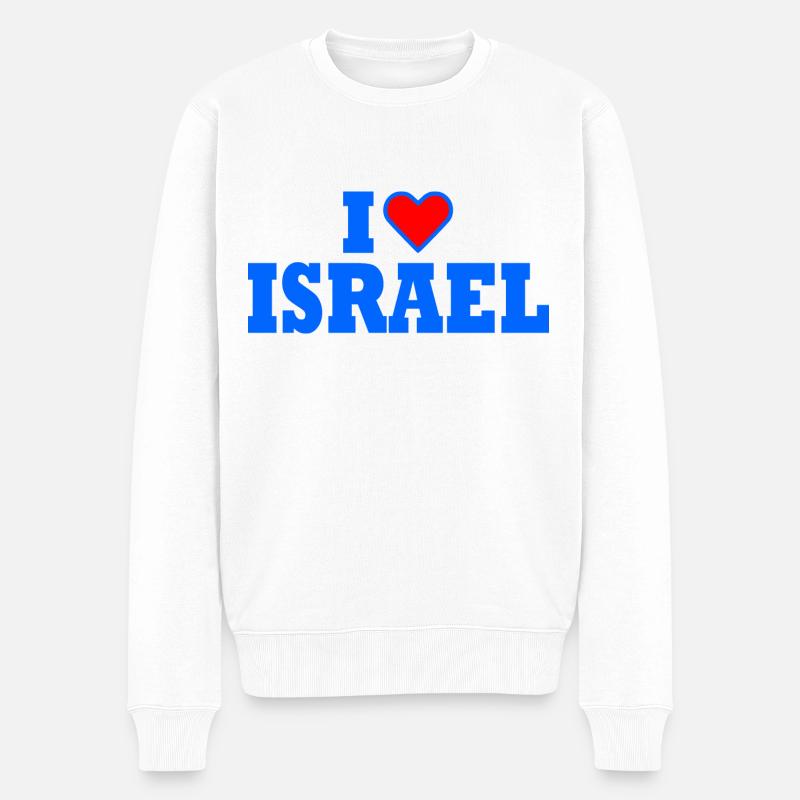I love israel - Männer Premium Bio Pullover - Weiß