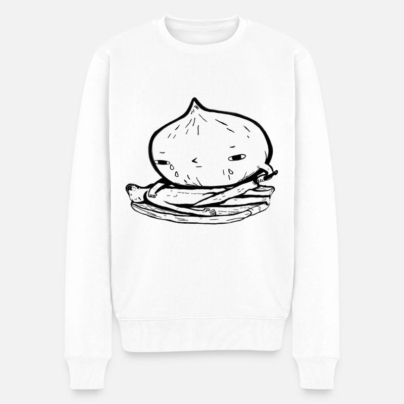 Zwiebel schneidet Mensch Lustiges Sarkasmus Design - Männer Premium Bio Pullover - Weiß