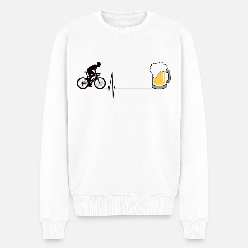 Fahrrad Herzschlag Bier - Männer Premium Bio Pullover - Weiß