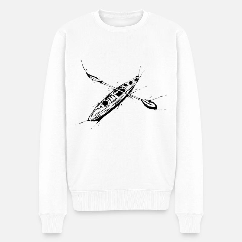 Kajak - Männer Premium Bio Pullover - Weiß