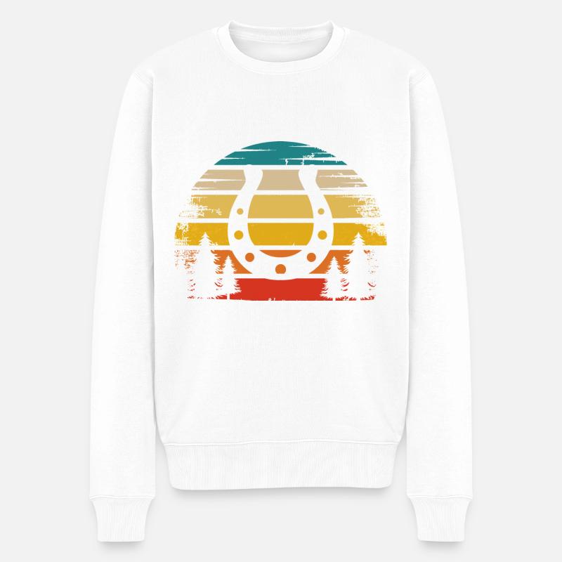 Rétro Soleil et Cheval - - Pull Premium bio Homme - blanc