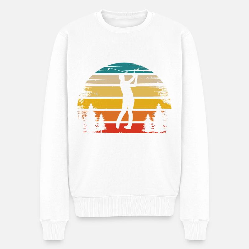 Retro Sonne und Golf - - Männer Premium Bio Pullover - Weiß