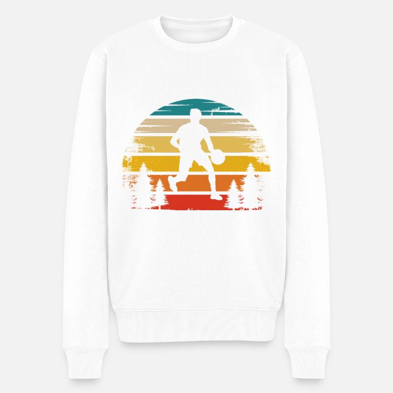 Soleil rétro et basket-ball - - Pull Premium bio Homme - blanc