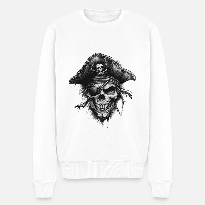 Crâne de pirate - Pull Premium bio Homme - blanc
