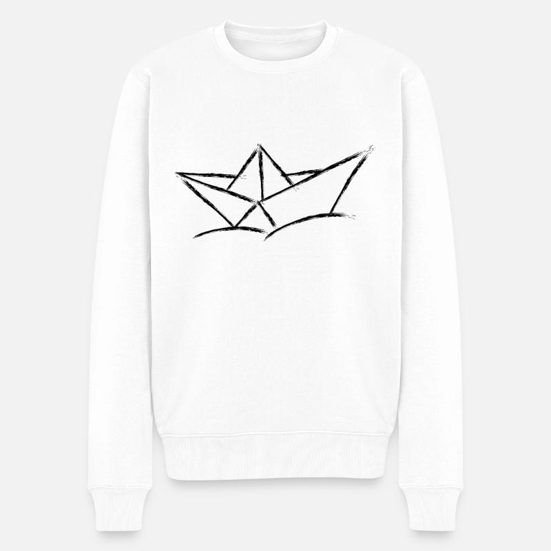 Papierboot Skizze - Männer Premium Bio Pullover - Weiß