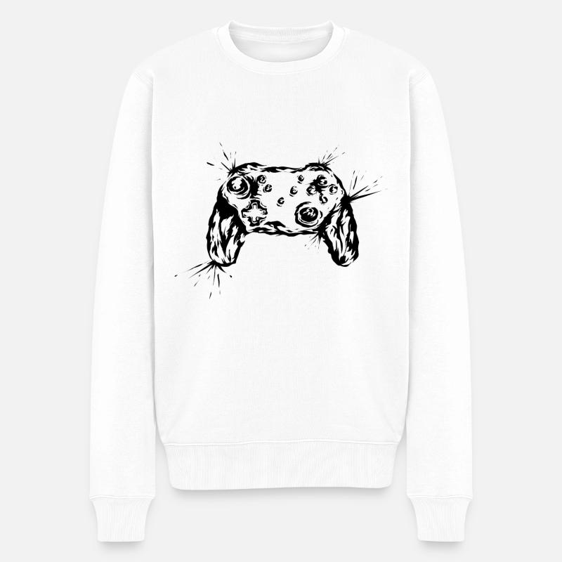 Gaming Controller - Männer Premium Bio Pullover - Weiß