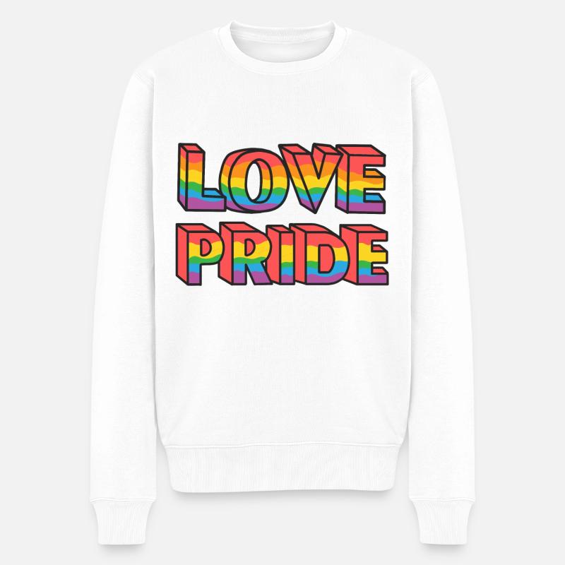 Arc-en-ciel Love Pride - Pull Premium bio Homme - blanc