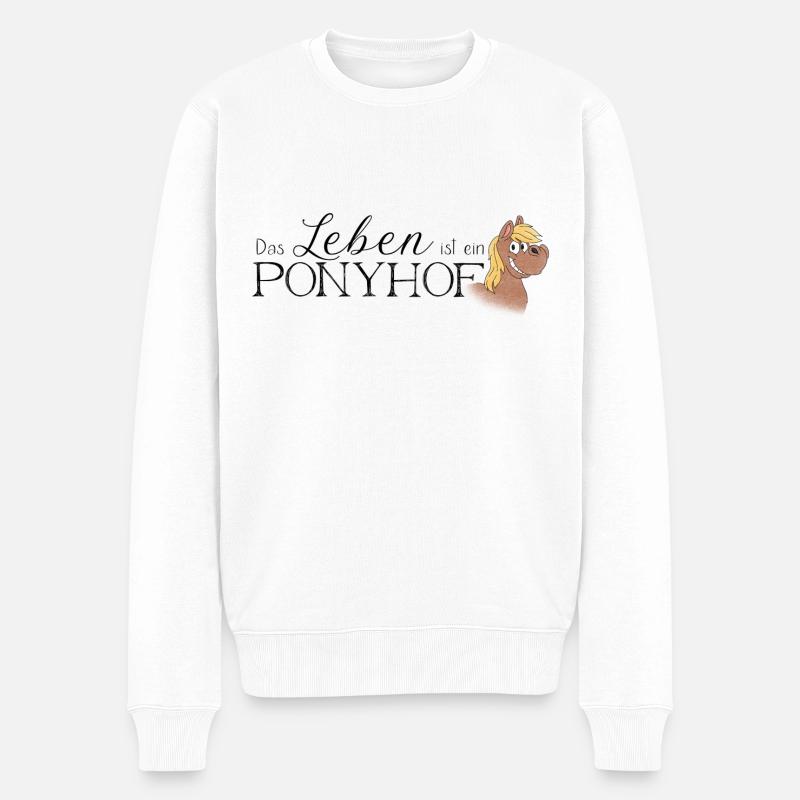 Das Leben ist ein Ponyhof - Männer Premium Bio Pullover - Weiß
