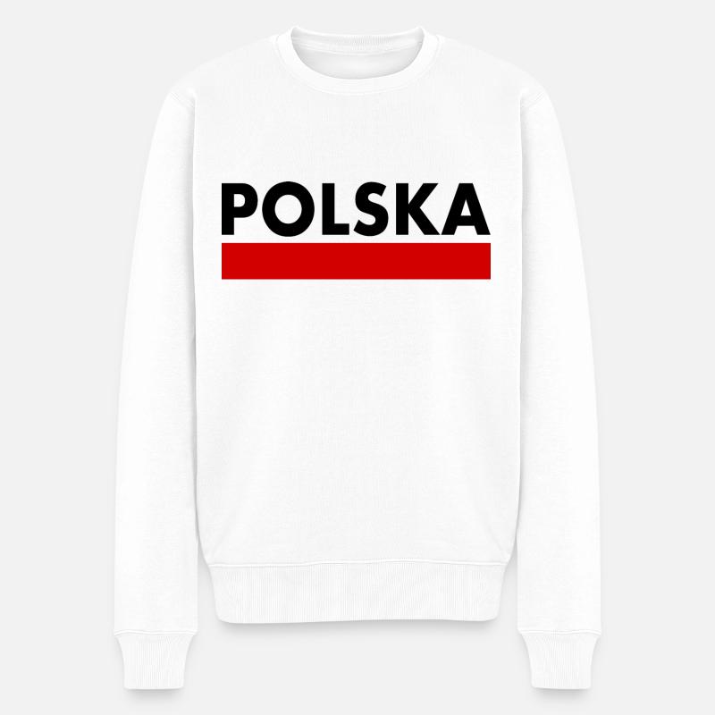 DRAPEAU POLOGNE POLOGNE - Pull Premium bio Homme - blanc