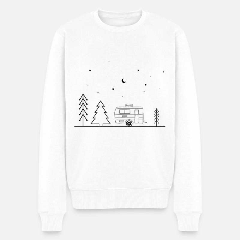 Camping minimal - - Männer Premium Bio Pullover - Weiß