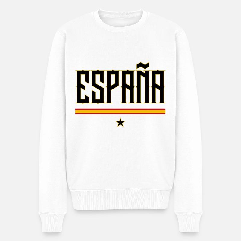ESPANA SPANIEN FLAGGE FUSSBALL - Männer Premium Bio Pullover - Weiß