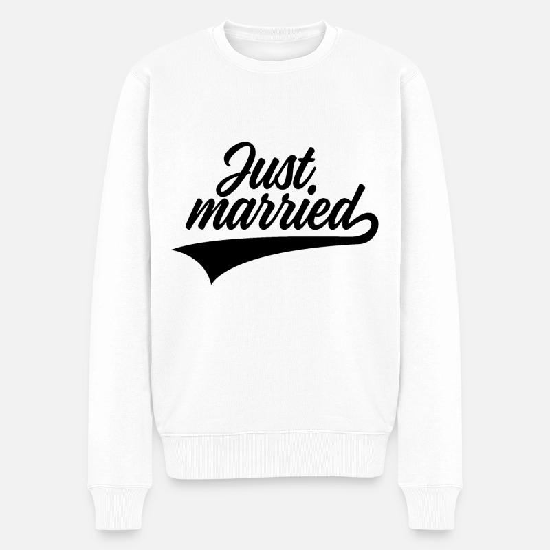 JUST MARRIED - Männer Premium Bio Pullover - Weiß