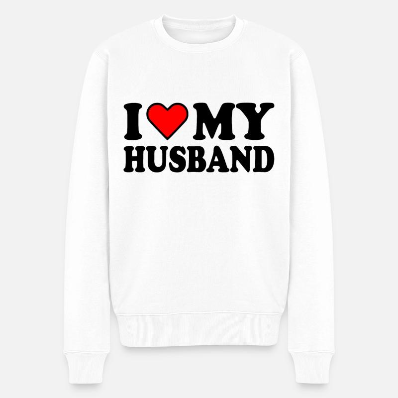I love my husband - Männer Premium Bio Pullover - Weiß