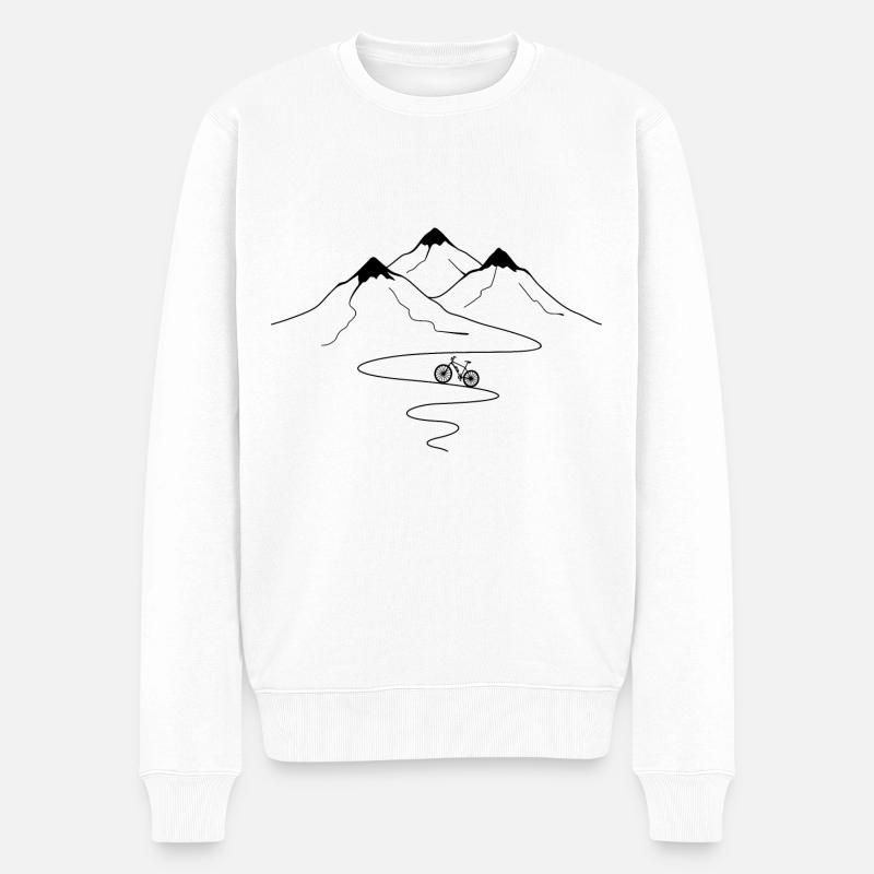 Bergwegkurven und ebike - - Männer Premium Bio Pullover - Weiß