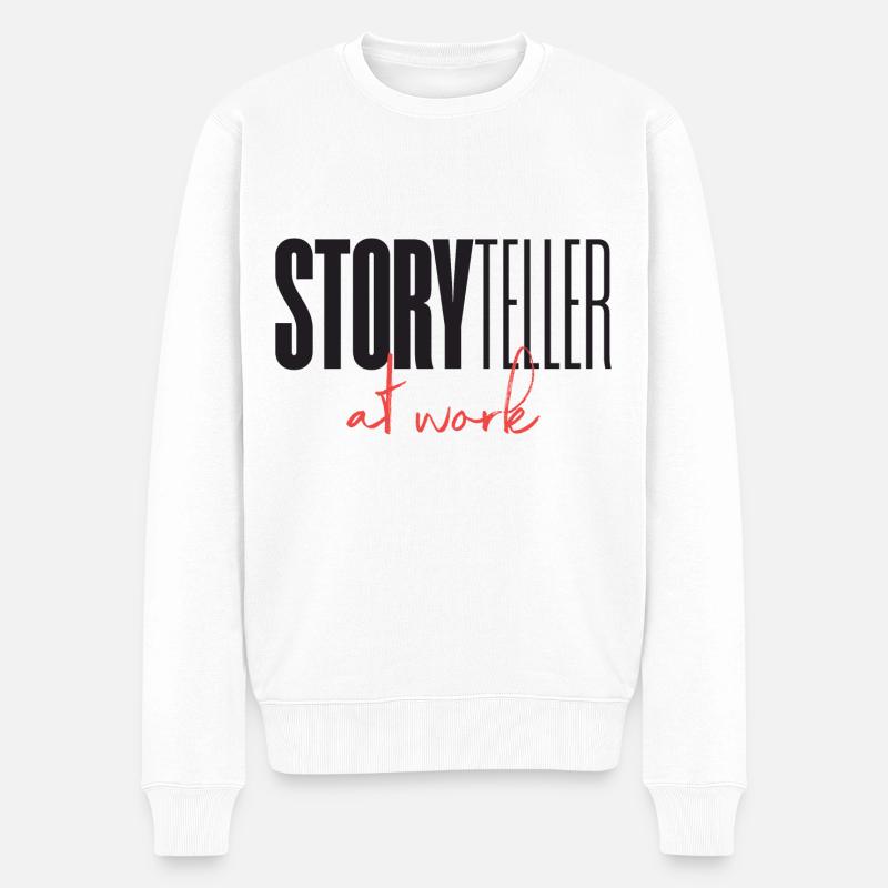 Storyteller at work - Männer Premium Bio Pullover - Weiß