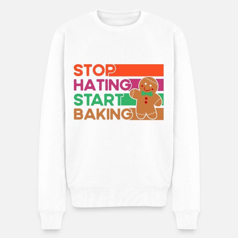 Plätzchen backen Weihnachtsbäckerei Plätzchenbacke - Männer Premium Bio Pullover - Weiß