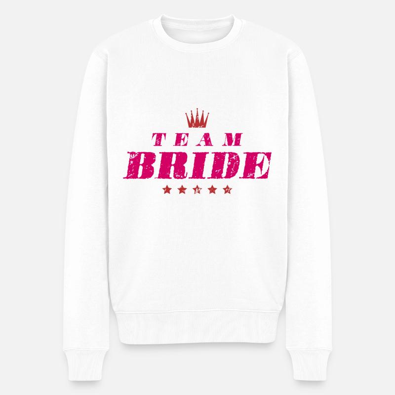 Team Bride Hochzeit Spruch - Männer Premium Bio Pullover - Weiß