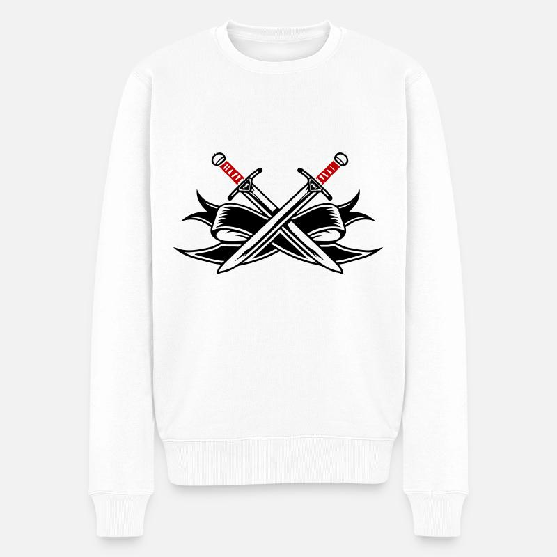 Schwert Symbol - Männer Premium Bio Pullover - Weiß
