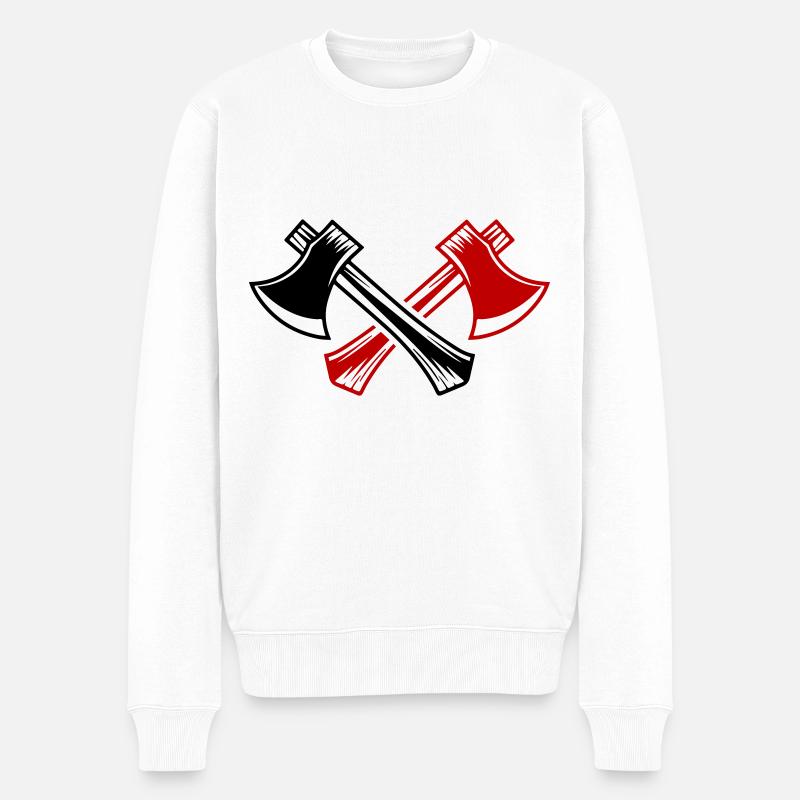 Axt Icon - Männer Premium Bio Pullover - Weiß