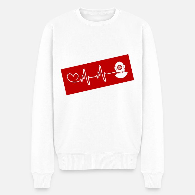 Tauchen Apnoe Herzschlag - Männer Premium Bio Pullover - Weiß