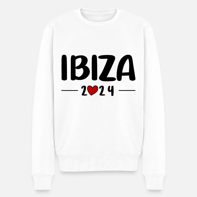 Ibiza 2024 Herz Reise - Männer Premium Bio Pullover - Weiß