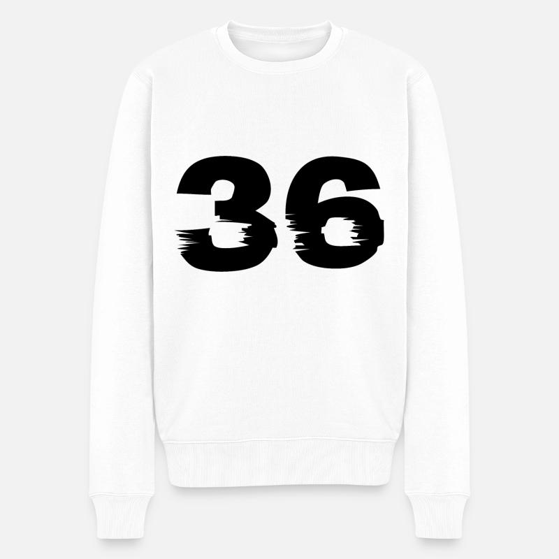 36 Zahl - Männer Premium Bio Pullover - Weiß