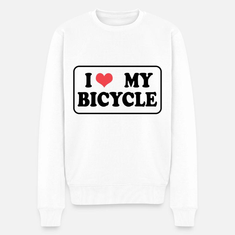 Ich liebe mein Fahrrad - Männer Premium Bio Pullover - Weiß