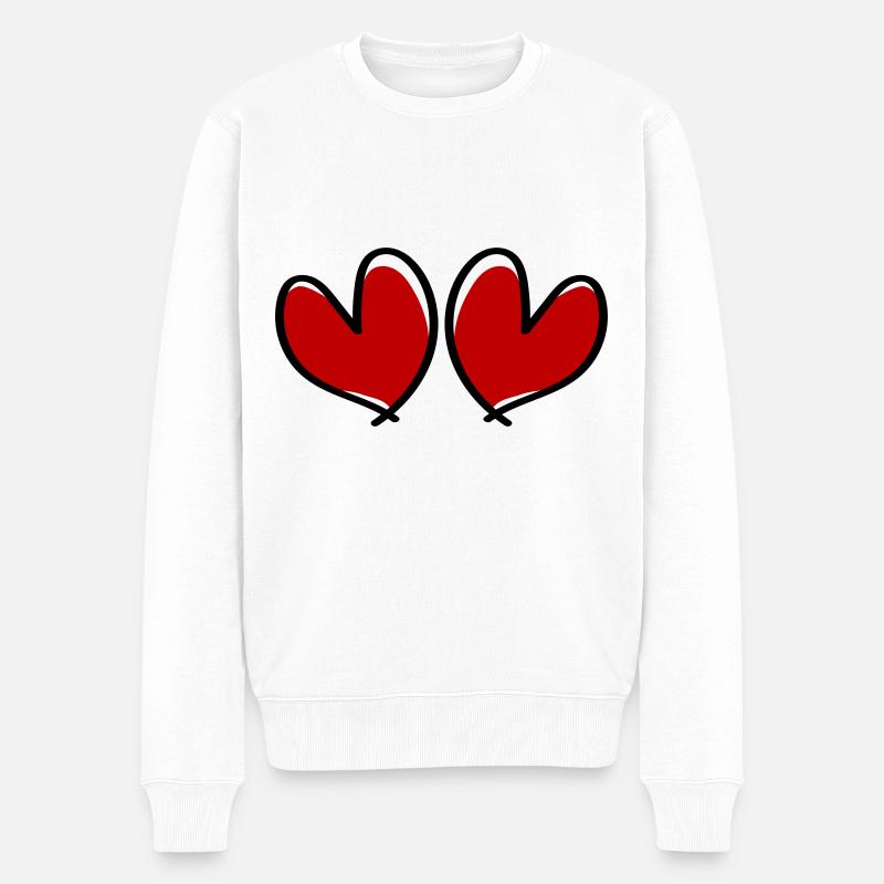 Herzen Love Herz - Männer Premium Bio Pullover - Weiß
