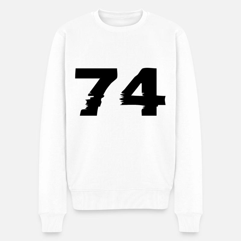 74 Zahl - Männer Premium Bio Pullover - Weiß