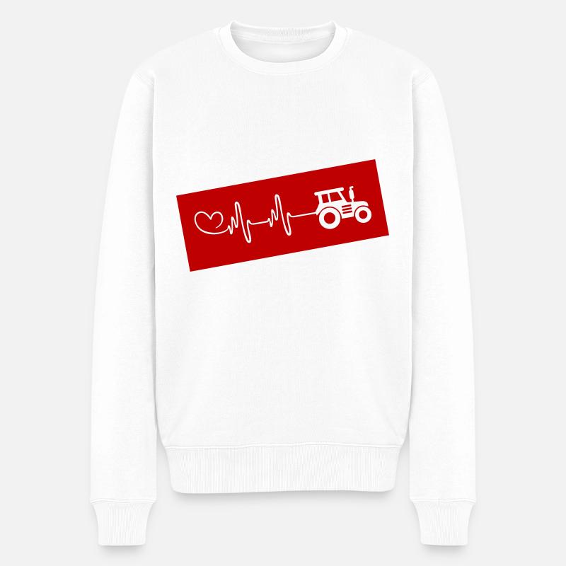 Traktor Puls Herz Liebe - Männer Premium Bio Pullover - Weiß