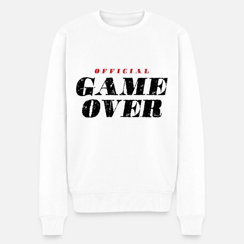 Game Over Spruch - Männer Premium Bio Pullover - Weiß