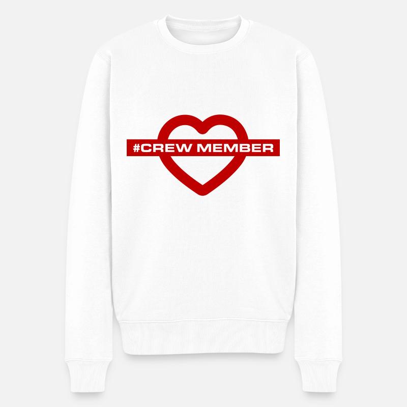 Crew Mitglied Herz Liebe - Männer Premium Bio Pullover - Weiß