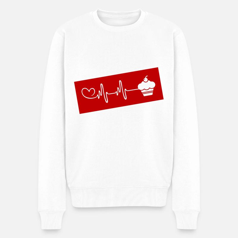 Muffin Puls Herz Liebe - Männer Premium Bio Pullover - Weiß